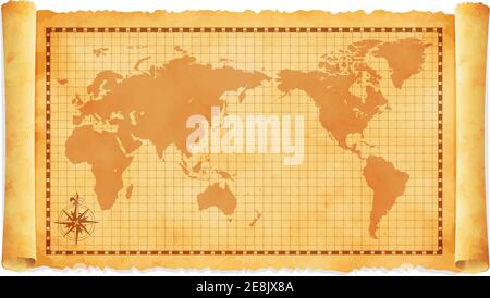Illustrazione vettoriale della mappa del mondo d'epoca Illustrazione Vettoriale