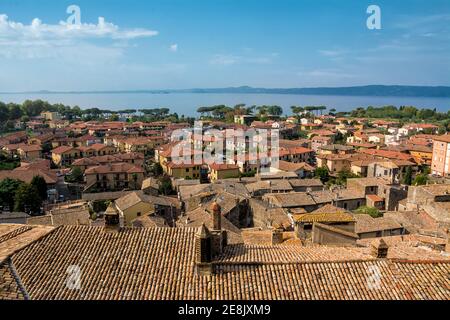 Vista panoramica di Bolsena e del lago Foto Stock