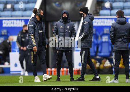 LEICESTER, INGHILTERRA. 31 GENNAIO i giocatori di Leeds ispezionano il campo prima della partita della Premier League tra Leicester City e Leeds United al King Power Stadium di Leicester domenica 31 gennaio 2021. (Credit: Jon Hobley | MI News) Credit: MI News & Sport /Alamy Live News Foto Stock