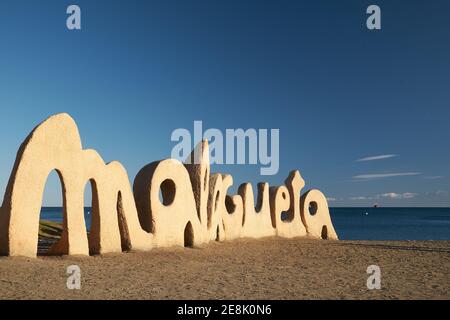 La Malagueta Beach, Malaga, Andalusia, Spagna. Foto Stock