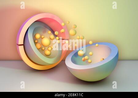 Forme geometriche di sfondo con colori pastello. Illustrazione digitale. Foto Stock