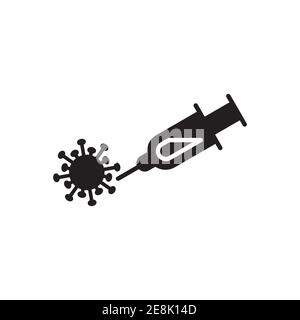 siringhe con vettore a icone di coronavirus isolato su sfondo bianco Illustrazione Vettoriale