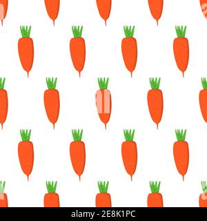 Carota motivo senza cuciture in stile moderno. Stampa grafica vettoriale. Cibo sano di fondo. Sfondo minimo. Elemento grafico. Decorazione perfetta per le vacanze. Illustrazione Vettoriale