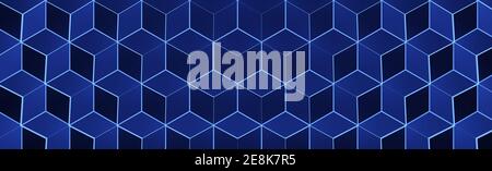 sfondo scuro con linee blu a cubetti. rendering 3d Foto Stock