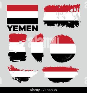 Modello vettoriale grunge Illustrazione bandiera Yemen Asia Illustrazione Vettoriale