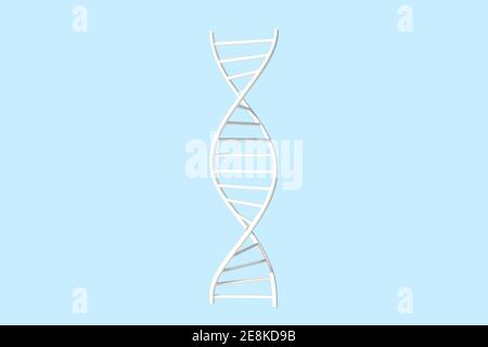 Illustrazione 3D dello stile acido deossiribonucleico o DNA Double Helix e polinucleotide su sfondo blu con tracciato di ritaglio. Foto Stock