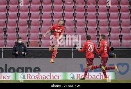 Colonia, Germania. Firo: 31.01.2021 Calcio: Calcio: 1 Bundesliga, stagione 2020/21 FC Colonia, Koeln - Arminia Bielefeld giubilazione goalschuetze Marius WOLF (K) Credit: Sven Simon/Pool/via firosportphoto | usage worldwide/dpa/Alamy Live News 2021 Foto Stock