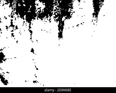 Trama vettoriale della carta non originale. Spruzzi neri su sfondo bianco. Macchie di inchiostro con spruzzi sbiaditi. Sovrapposizione di texture in cemento monocromatico per desi vintage Illustrazione Vettoriale