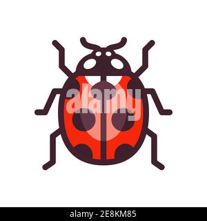 Icona Ladybug vettoriale, semplice disegno piatto. Illustrazione Vettoriale