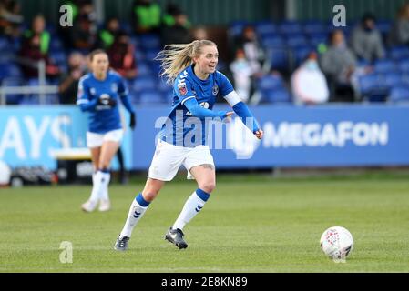 Liverpool, Regno Unito. 31 gennaio 2021. Lucy Graham di Everton 1n azione. Barclays Super League match femminile, Everton Women contro Manchester Utd Women al Walton Hall Park di Liverpool domenica 31 gennaio 2021. Questa immagine può essere utilizzata solo per scopi editoriali. Solo per uso editoriale, è richiesta una licenza per uso commerciale. Nessun uso in scommesse, giochi o un singolo club/campionato/giocatore publications.pic di Chris Stading/Andrew Orchard sports photography/Alamy Live News Credit: Andrew Orchard sports photography/Alamy Live News Foto Stock