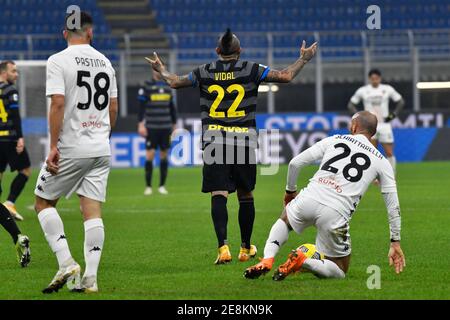 Milano, Italia. 30 gennaio 2021. Arturo Vidal (22) di Inter Milan ha visto nella serie UNA partita tra Inter Milano e Benevento a Giuseppe Meazza di Milano. (Foto: Gonzales Photo - Tommaso Fimiano). Foto Stock