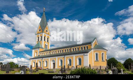 BLEKINGE, SVEZIA - 01 AGOSTO 2020: La chiesa è stata costruita nel 1868-1872 ed è stata progettata dal famoso architetto Helgo Zettervall. Foto Stock