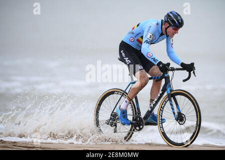 L'Aerts Belga ha ritratto in azione durante la gara d'elite maschile ai Campionati del mondo di ciclocross dell'UCI, a Ostenda, Belgio, domenica 31 gennaio 2 Foto Stock