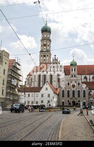 Augusta, Germania , la famosa chiesa di Evangelisch Saint Ulrich ad Augusta in Germania Foto Stock