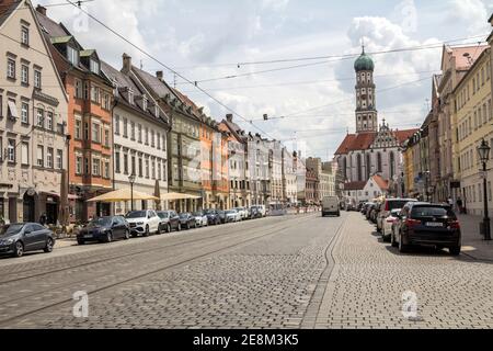 Famoso Evangelisch San Ulrico chiesa in Augsburg Germania Foto Stock