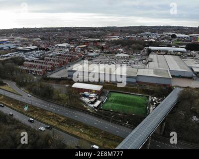 Sunrise over Burden nella città di Bolton, Greater Manchester, Regno Unito. 04.01.21 Foto Stock