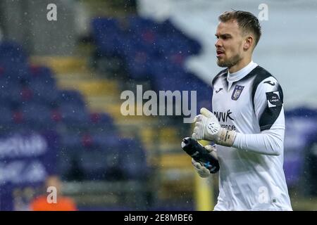 BRUXELLES, BELGIO - GENNAIO 31: Timon Wellenreuther della RSC Anderlecht prima dell'inizio della partita durante la Pro League tra la RSC Anderlecht e la KAA Foto Stock