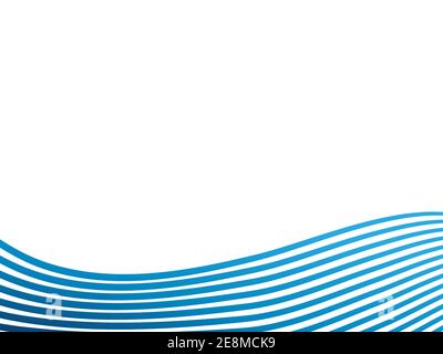 Immagine vettoriale astratta con linea dell'elemento a onda blu isolata su sfondo bianco. Striscia liscia o linea ondulata curva. Concetto di mare oceano. Illustrazione Vettoriale