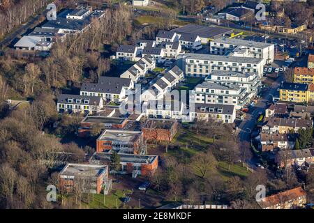Foto aerea, cantiere nuovo edificio Housing Estate Jürgens Hof, am Fischergraben, Horsthausen, Herne, Ruhr Area, Nord Reno-Westfalia, Germ Foto Stock