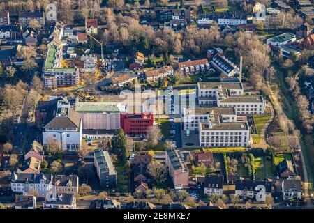 Vista aerea, cantiere nuovo edificio Widumer Höfe, la futura casa di riposo del Gruppo St. Elisabeth, Sodingen, Herne, Ruhr, Nord RHI Foto Stock