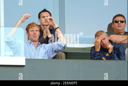 Los Angeles Galaxy President e General Manager Alexi Lalas (L) con David Beckham della galassia di Los Angeles durante un amichevole incontro, LA Galaxy contro Tigres UANL presso l'Home Depot Center di Los Angeles, CA, USA il 17 luglio 2007. LA Galaxy ha perso 3 a niente a Los Angeles. Foto di Lionel Hahn/Cameleon/ABACAPRESS.COM Foto Stock