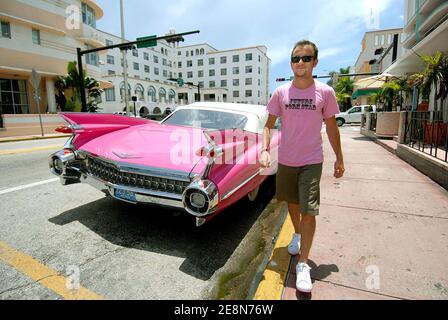IL 31 luglio 2007, Jeremy Michalak, presentatore esclusivo di TV, trascorre la sua vacanza estiva a Miami Beach, Florida, USA. Foto di Olivier Douliery/ABACAPRESS.COM Foto Stock