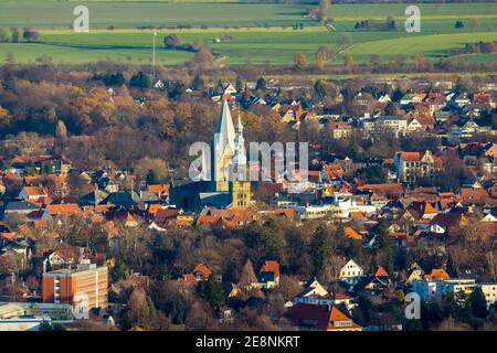 Luftbild, Innenstadtansicht, Altstadt, St. Petri Kirche Alde Kerke, St. Patrokli-Dom, Soest, Soester Börde, Nordrhein-Westfalen, Deutschland, Andachts Foto Stock