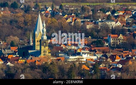 Luftbild, Innenstadtansicht, Altstadt, St. Petri Kirche Alde Kerke, St. Patrokli-Dom, Soest, Soester Börde, Nordrhein-Westfalen, Deutschland, Andachts Foto Stock