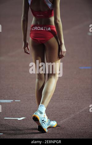 Blanka Vlasic in Croazia vince la medaglia d'oro nella finale di salto in alto femminile durante l'11° campionato mondiale di atletica IAAF "Osaka 2007" allo stadio Nagai di Osaka, Giappone, il 2 settembre 2007. Foto di Gouhier-Kempinaire/Cameleon/ABACAPRESS.COM Foto Stock