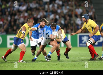 Durante la Coppa del mondo di rugby IRB 2007, Pool C, Italia contro Romania allo 'stade Velodrome' di Marsiglia il 12 settembre 2007. Foto di Mehdi Taamallah/Cameleon/ABACAPRESS.COM Foto Stock