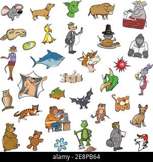illustrazioni vettoriali di una collezione casuale di animali di cartone animato 2 Illustrazione Vettoriale