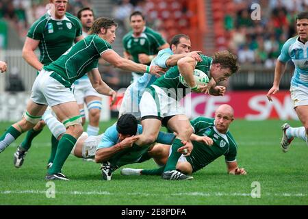 Brian o'Driscoll irlandese durante la Coppa del mondo di rugby IRB 2007, Pool D, Irlanda contro Argentina al Parxc des Princes di Parigi, Francia, il 30 settembre 2007. L'Argentina ha vinto il 30-15. Foto di Taamallah Mehdi/Cameleon/ABACAPRESS.COM Foto Stock