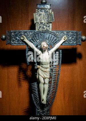 Macau, 26 GENNAIO 2012 - primo piano di esposizione della statua nel Museo di Arte Sacra e Cripta Foto Stock
