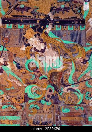 Mogao Caves Pipa-Player. Foto Stock