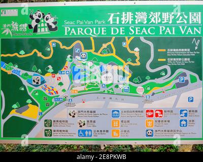Macau, 26 GENNAIO 2012 - primo piano della mappa del Seac Pai Van Park Foto Stock