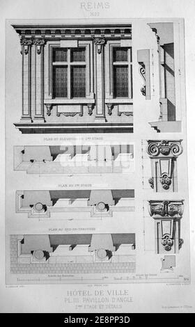 Monumenti storici di Reims Hôtel de ville 89042. Foto Stock