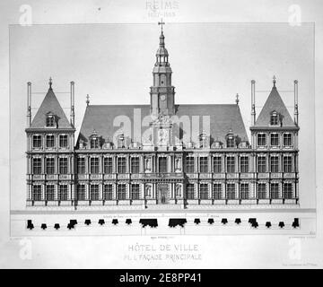Monumenti storici di Reims Hôtel de ville 89040. Foto Stock