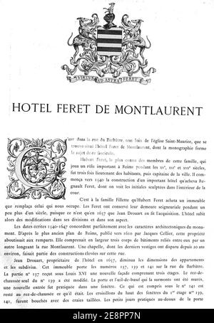 Monumenti storici di Reims Hôtel Feret 89206. Foto Stock