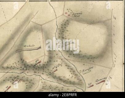 Montresor Battaglia di Germantown mappa 1777 (dettaglio). Foto Stock