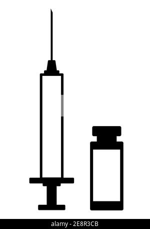 Siringa vaccinazione iniezione e ampolla simbolo inoculazione medica icona e. illustrazione vettoriale Illustrazione Vettoriale