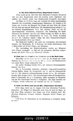 Mittheilungen des Vereines für die Förderung Local- und Strassenbahnwesens, Wien, 1893, S. 124. Foto Stock