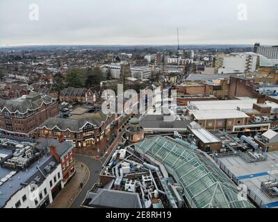 Bolton, Regno Unito. 14 Settembre 2017. (Nota dell'editore: Immagine presa da un drone) Vista aerea del centro di Watford durante il terzo blocco nazionale, Greater Manchester. Credit: SOPA Images Limited/Alamy Live News Foto Stock