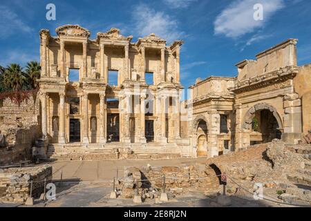 Biblioteca Celso nell'antica città di Efeso, Turchia Foto Stock