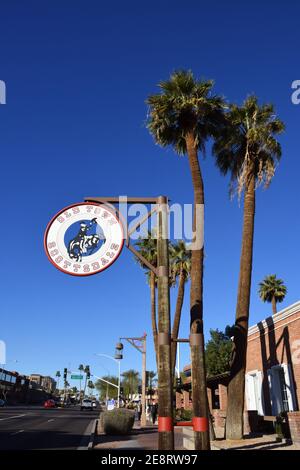 Insegna Old Town Scottsdale a Scottsdale, Arizona, Stati Uniti. Verticale. Foto Stock