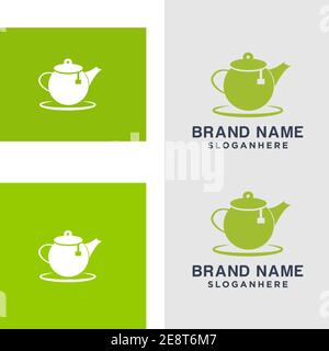 vettore di disegno di icona del logo del tè per la vostra azienda Illustrazione Vettoriale