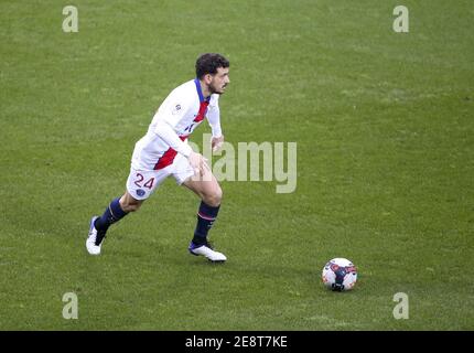 Alessandro Florenzi del PSG durante il campionato francese Ligue 1 partita di calcio tra FC Lorient e Parigi Saint-Germain il 31 gennaio 2021 allo Stade du Moustoir - Yves Allainmat di Lorient, Francia - Foto Jean Catuffe / DPPI / LiveMedia Foto Stock