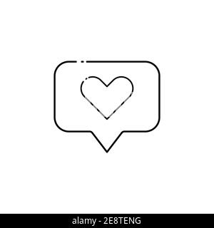 Icona della bolla della chat Linear Love Heart. Amore messaggera, amore conversazione. Illustrazione vettoriale stock isolata Illustrazione Vettoriale