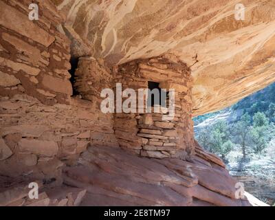 Casa sul fuoco rovina granaio in Mule Canyon, Cedar Mesa. In Bears Ears National Monument vicino a Monticello e Blanding Utah e Cedar Mesa Reservation Foto Stock