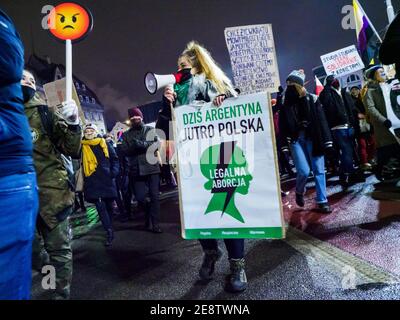 Wroclaw, Polonia, 29 gennaio 2021 - protesta spontanea contro la legge anti-aborto forzata dal governo polacco PIS Foto Stock