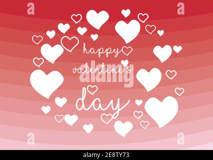 Buon giorno di San Valentino con i cuori intorno. Design per il biglietto di auguri di vacanza e invito per la giornata dell'amore. Illustrazione Vettoriale